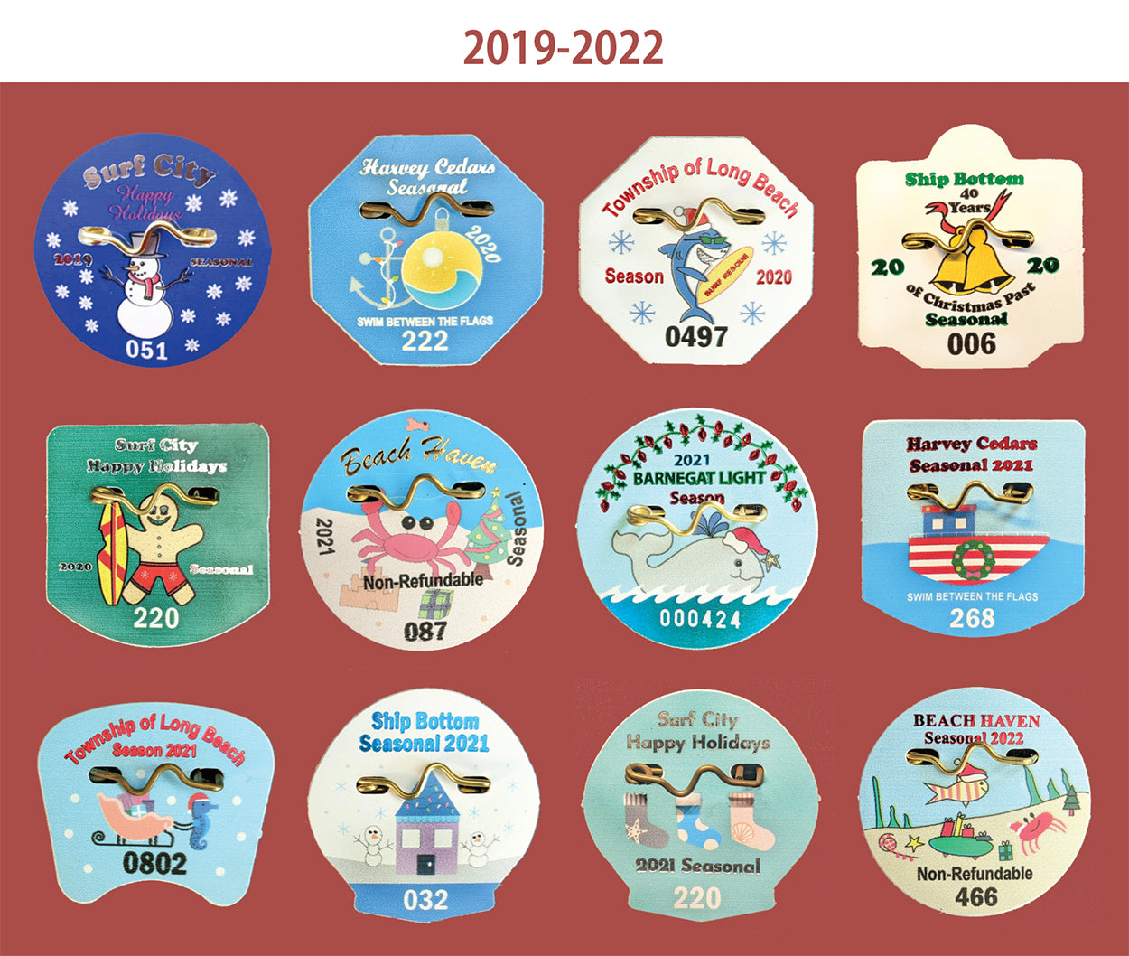 55 Years of Long Beach Island Beach Badges 1967-2022